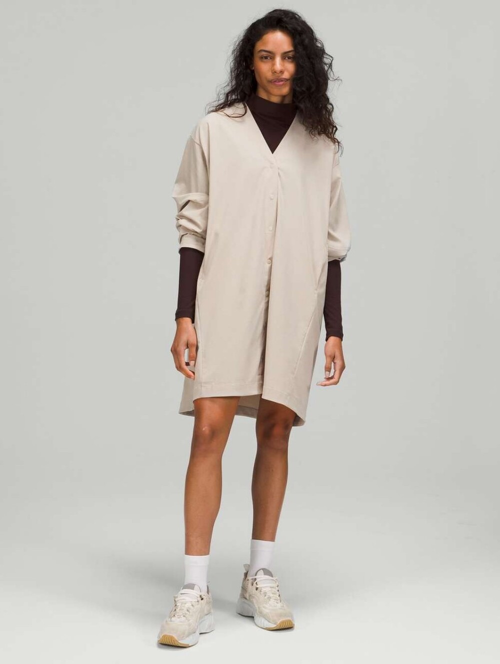 Lululemon WovenAir Button Front Dress Raw Linen Size 12